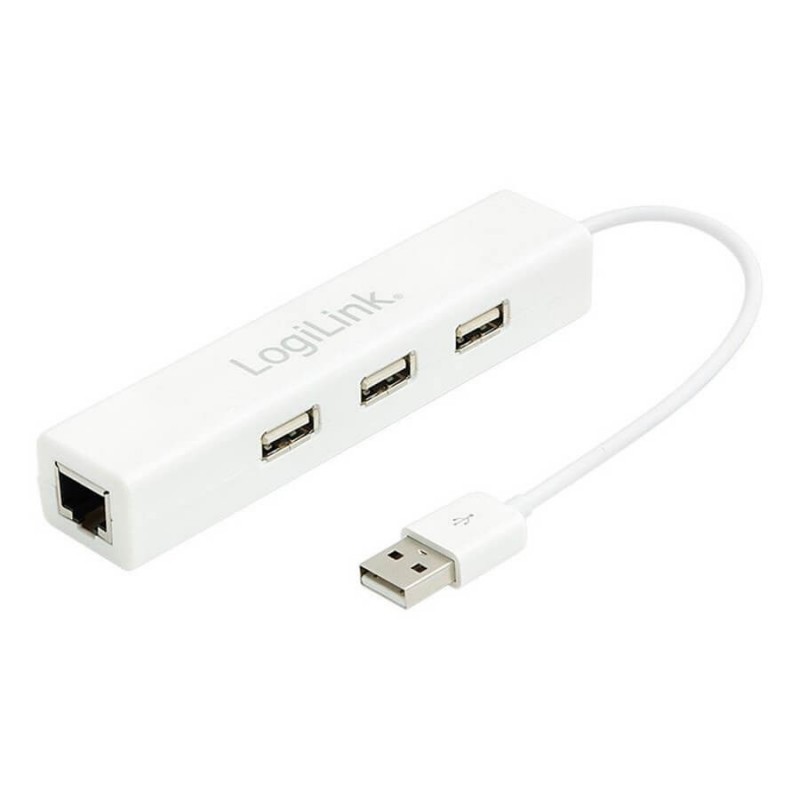 Adaptor sh LogiLink USB 2.0 la Ethernet RJ45, Hub 3 x USB 2.0