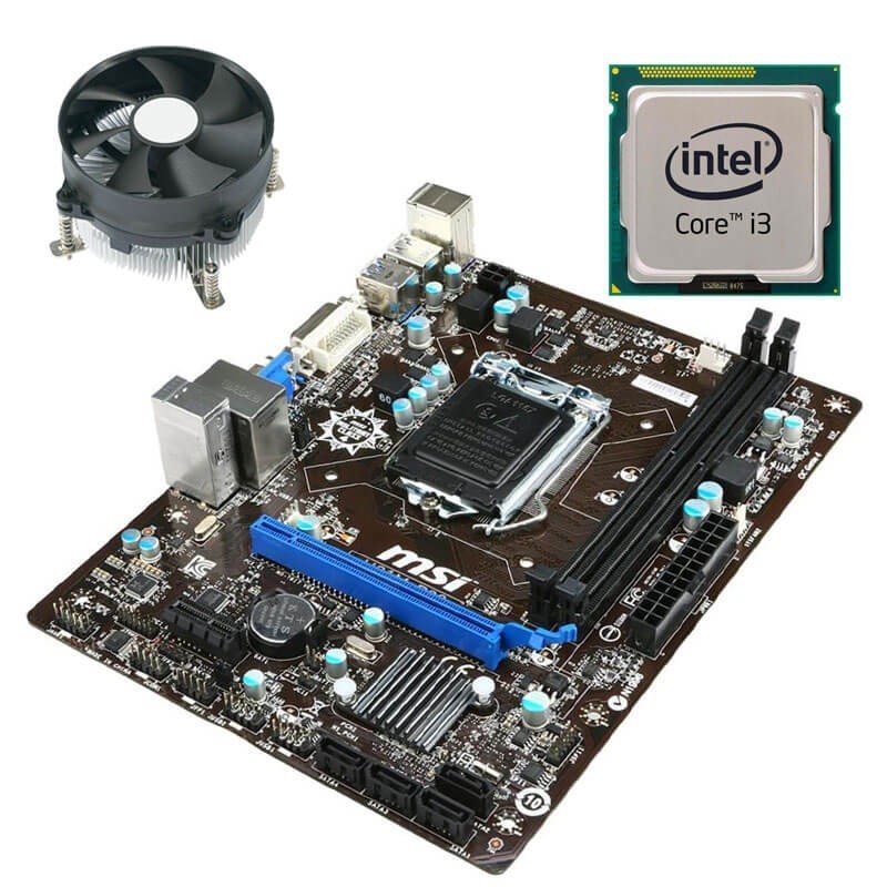 Kit Placa de Baza MSI H81M-P33, Intel Core i3-4130, Cooler