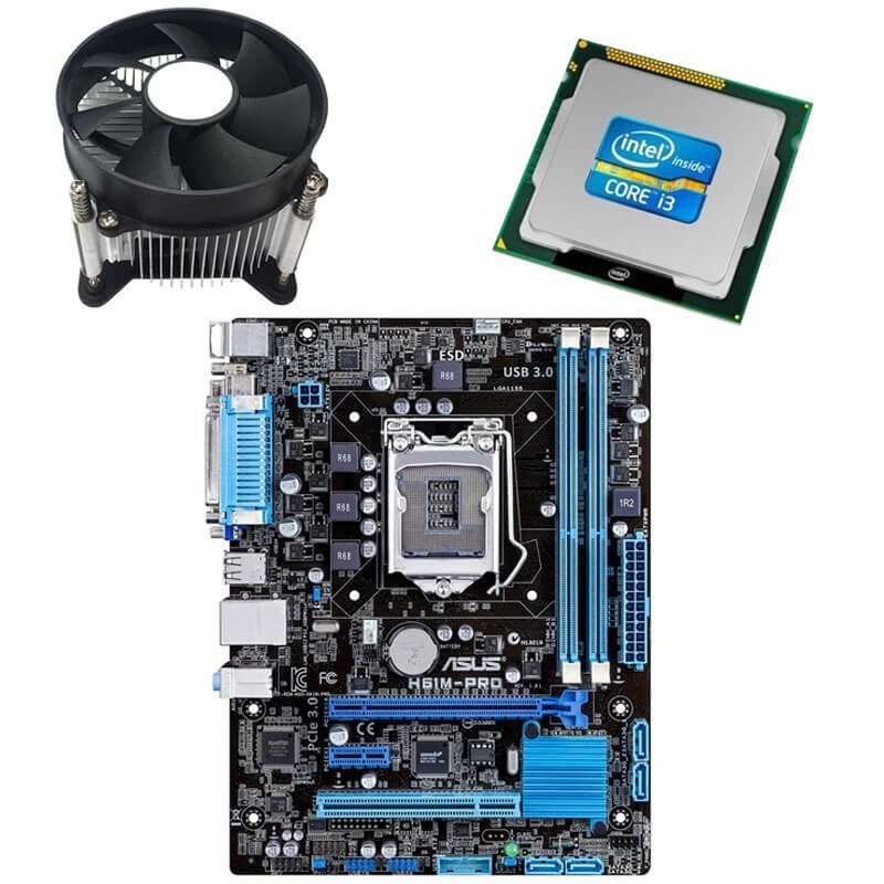 Kit Placa de Baza Refurbished ASUS H61M-PRO, Intel Core i3-2100, Cooler