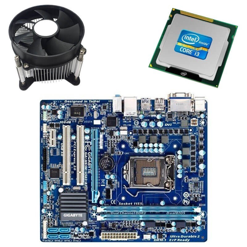 Kit Placa de Baza Refurbished GIGABYTE GA-H61M-USB3-B3, Intel i3-2100, Cooler