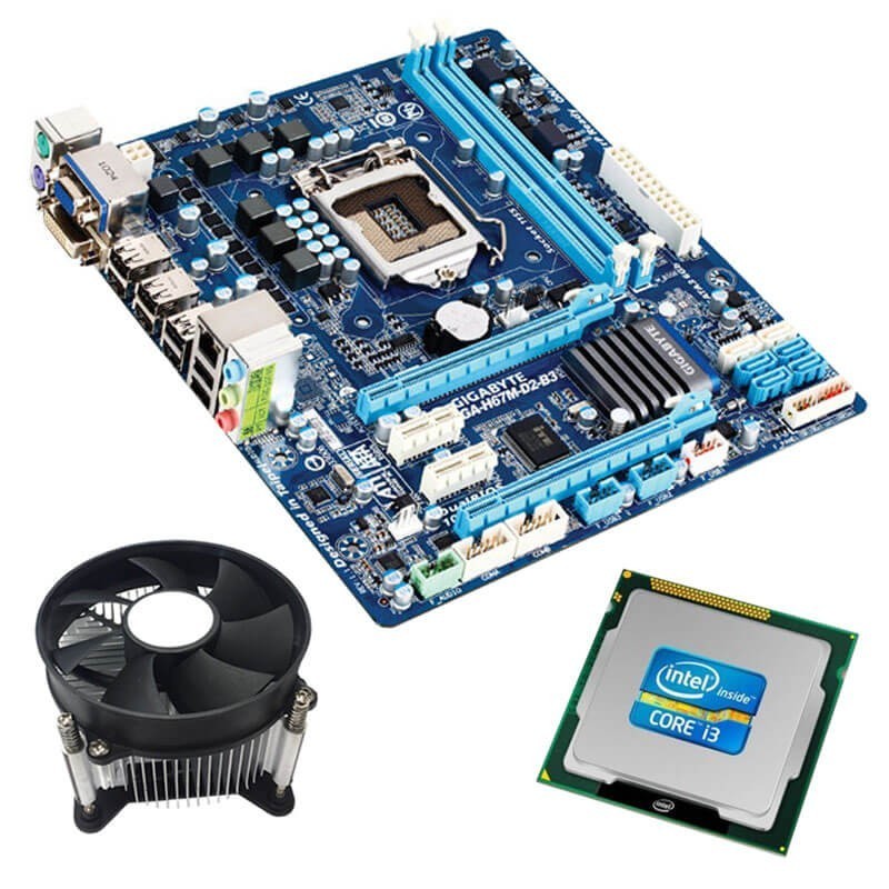 Kit Placa de Baza Refurbished GIGABYTE GA-H67M-D2-B3, Intel i3-2100, Cooler