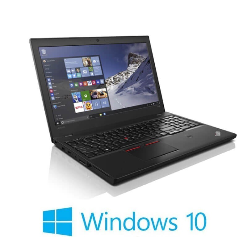 Laptop Refurbished Lenovo ThinkPad T560, i7-6600U, SSD, FHD, Webcam, Windows 10 Home