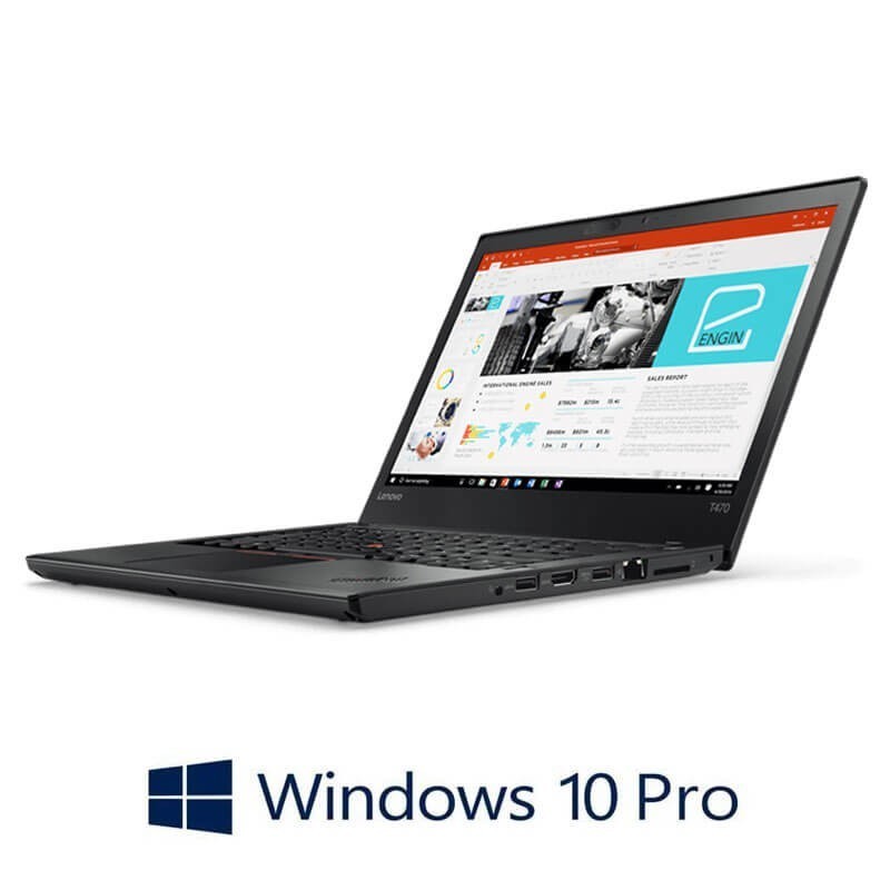 Laptop Lenovo ThinkPad T470, i5-6300U, FHD, SSD, Webcam, Win 10 Pro