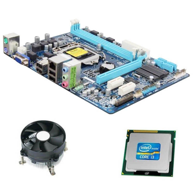 Kit Placa de Baza Refurbished Gigabyte GA-H61M-DS2, Intel Core i3-2100, Cooler
