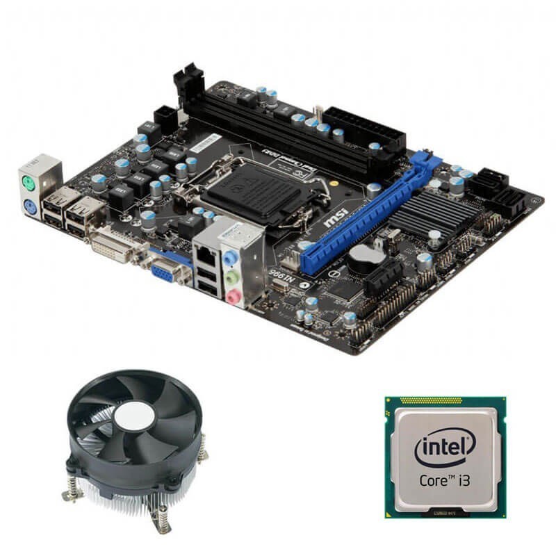 Kit Placa de Baza MSI H61M-P31, Intel Core i3-3220, Cooler