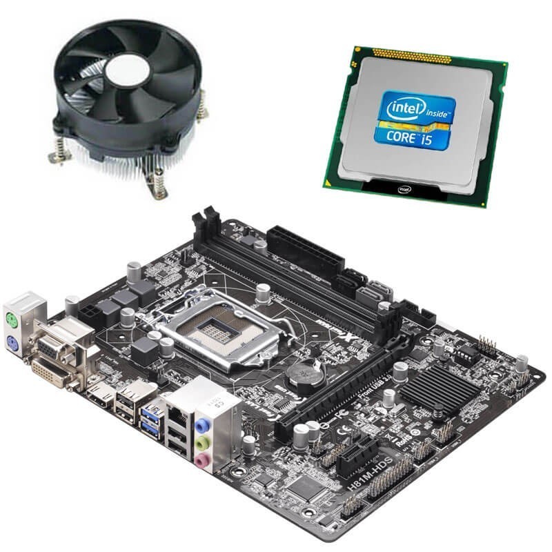 Kit Placa de Baza ASRock H81M-HDS, Intel Quad Core i5-4460, Cooler