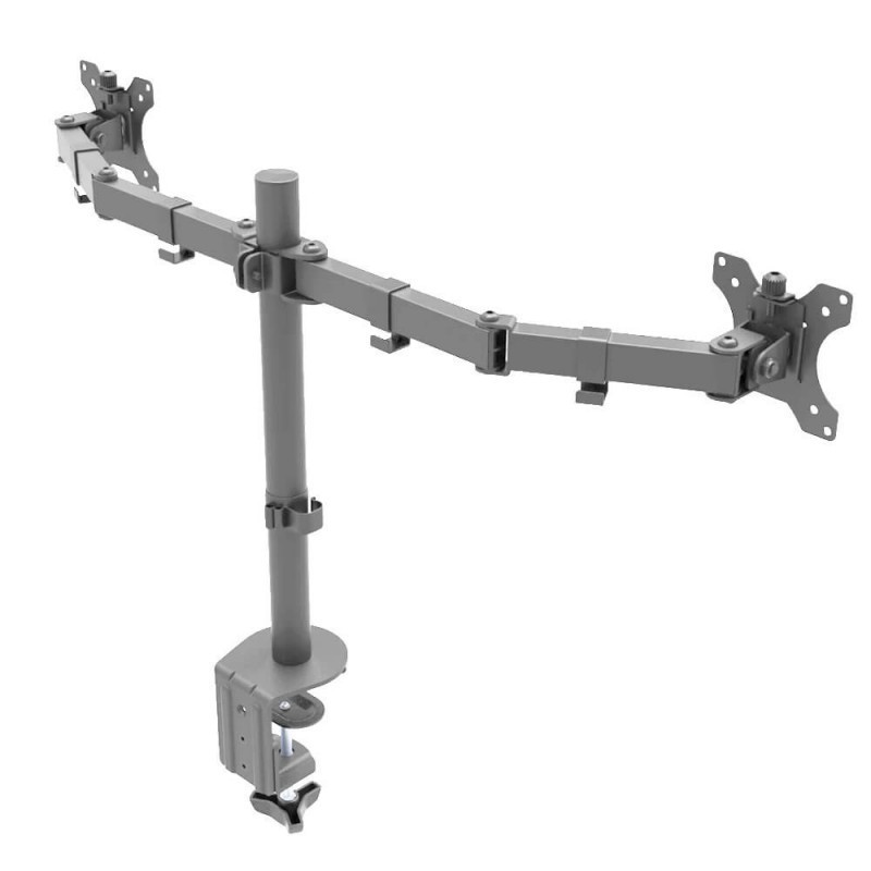 Suport birou 2 monitoare, Reglabil, Gri, VESA 100x100