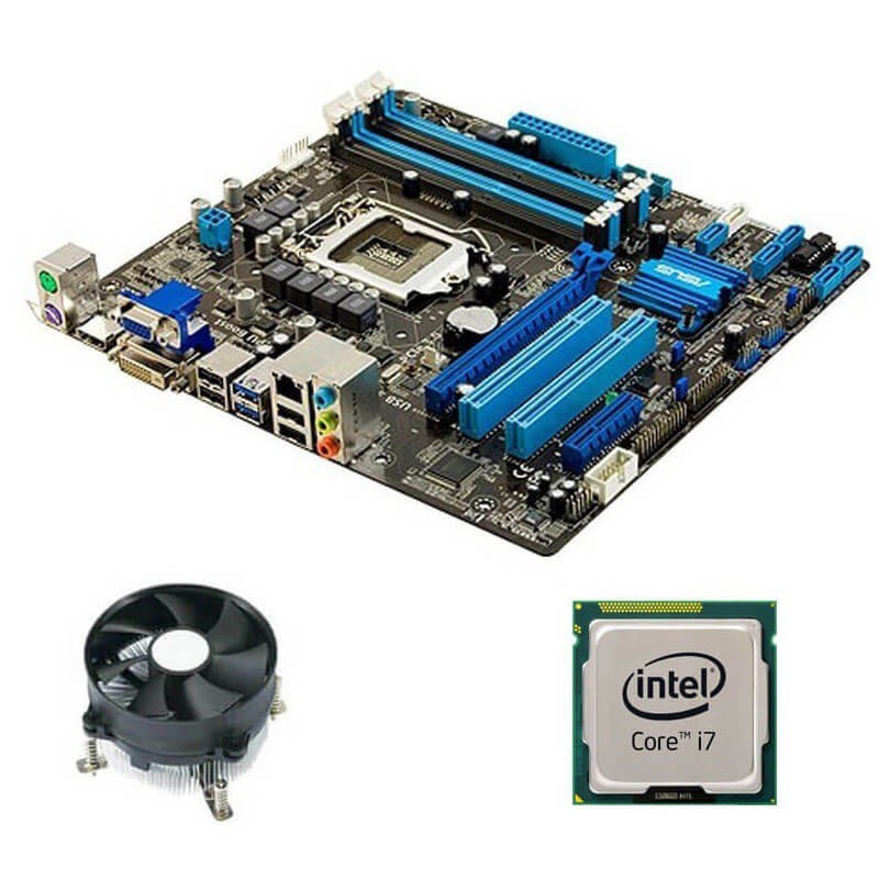 Kit Placa de Baza Asus P8B75-M, Intel Quad Core i7-2600, Cooler