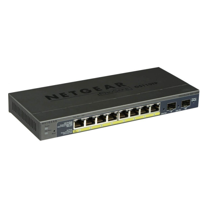 Switch NETGEAR ProSafe GS110TP, PoE 8 x RJ-45 Gigabit, 2 x SFP