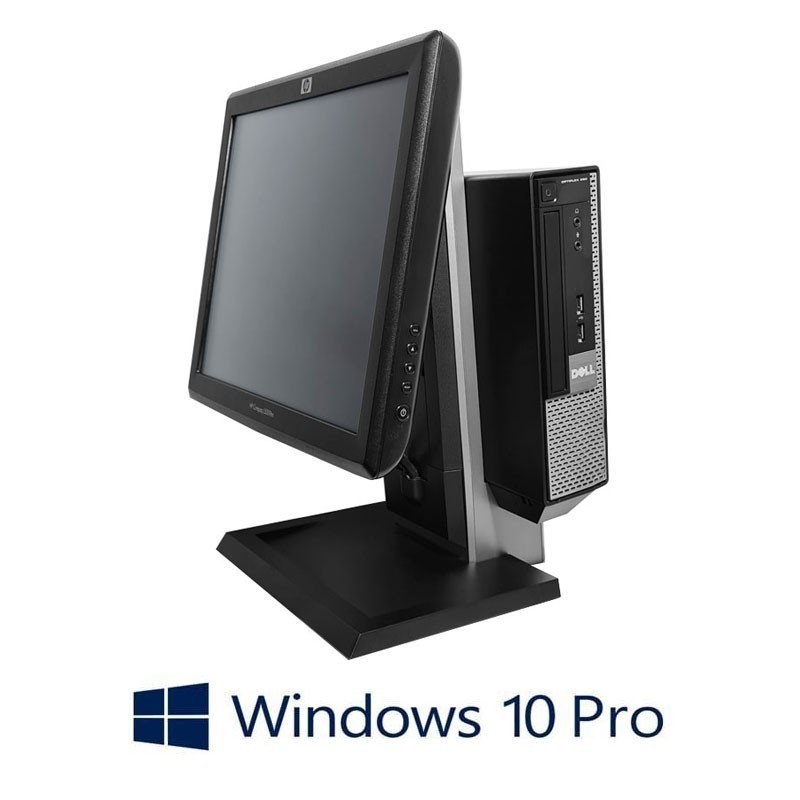 Sistem POS Dell OptiPlex 790 USFF, Intel i3-2100, SSD, HP L5009tm 15 inci, Win 10 Pro