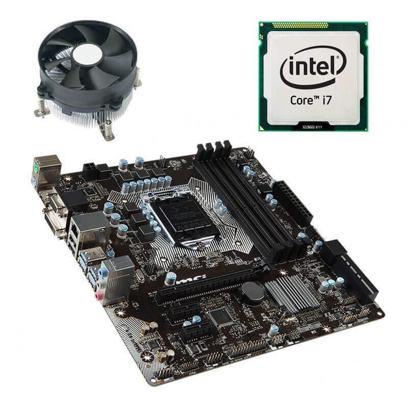 Kit Placa de Baza MSI B150M PRO-VDH, Intel Quad Core i7-6700, Cooler