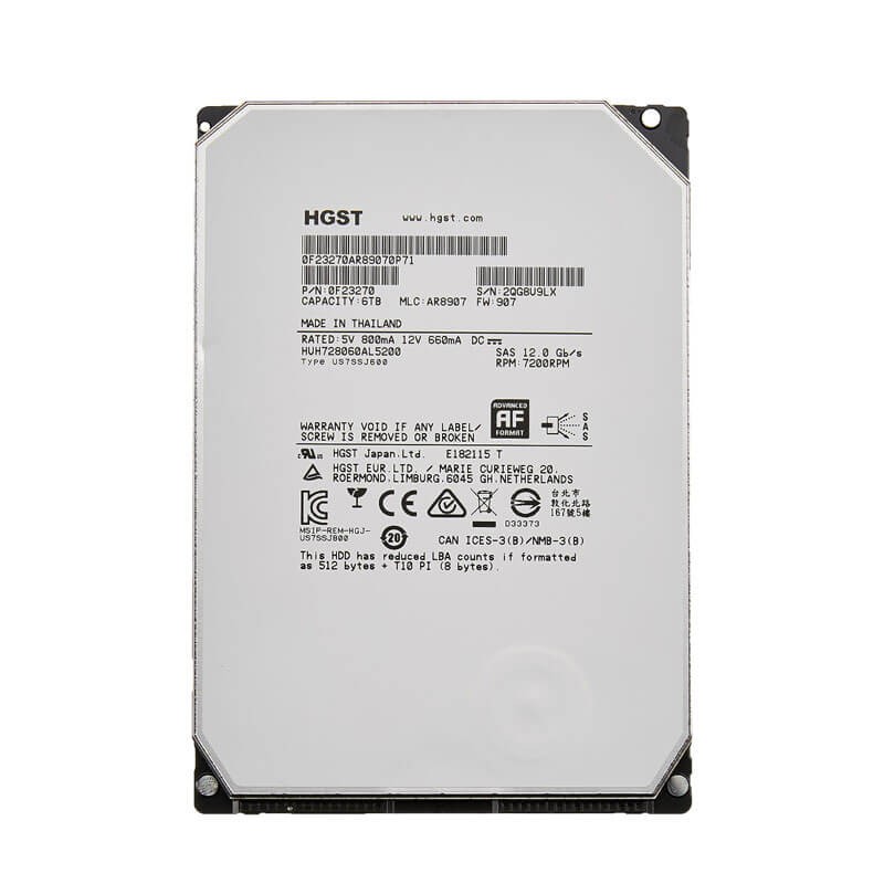 Hard Disk HGST HUH728060AL5200 6TB SAS 12Gbps, 7.2K RPM, 128MB Cache Hard Disk HGST HUH728060AL5200 6TB SAS 12Gbps, 7.2K RPM, 128MB Cache